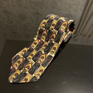Ermenegildo‎ Zegna Tie Retro Geometric Vintage 100% Silk 58" Made in Italy